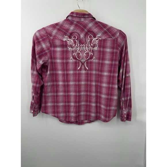 Panhandle Slim Womens Pink Purple XL Button Up Western‎ Shirt Striped XL - Picture 6 of 9